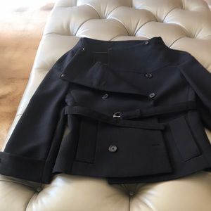 Prada belted wool jacket w bateau neck